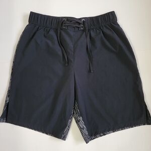 Gymshark Mens Black Gym Shorts Graphic Logo Lace Up Drawstring Performance Sz-M